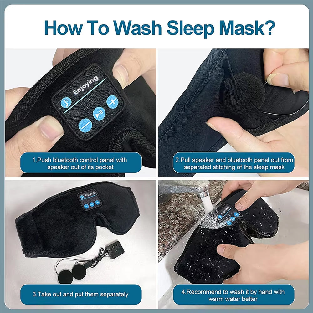 NapMify Bluetooth Sleep Mask 100% Light Blockout with 3D Memory Foam, HD Side-Sleeper Speakers and 10H Battery