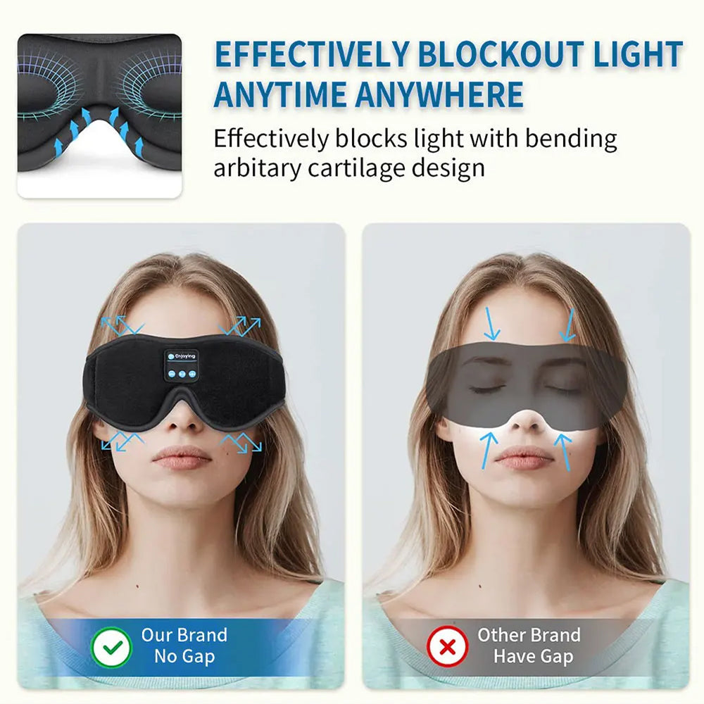 NapMify Bluetooth Sleep Mask 100% Light Blockout with 3D Memory Foam, HD Side-Sleeper Speakers and 10H Battery