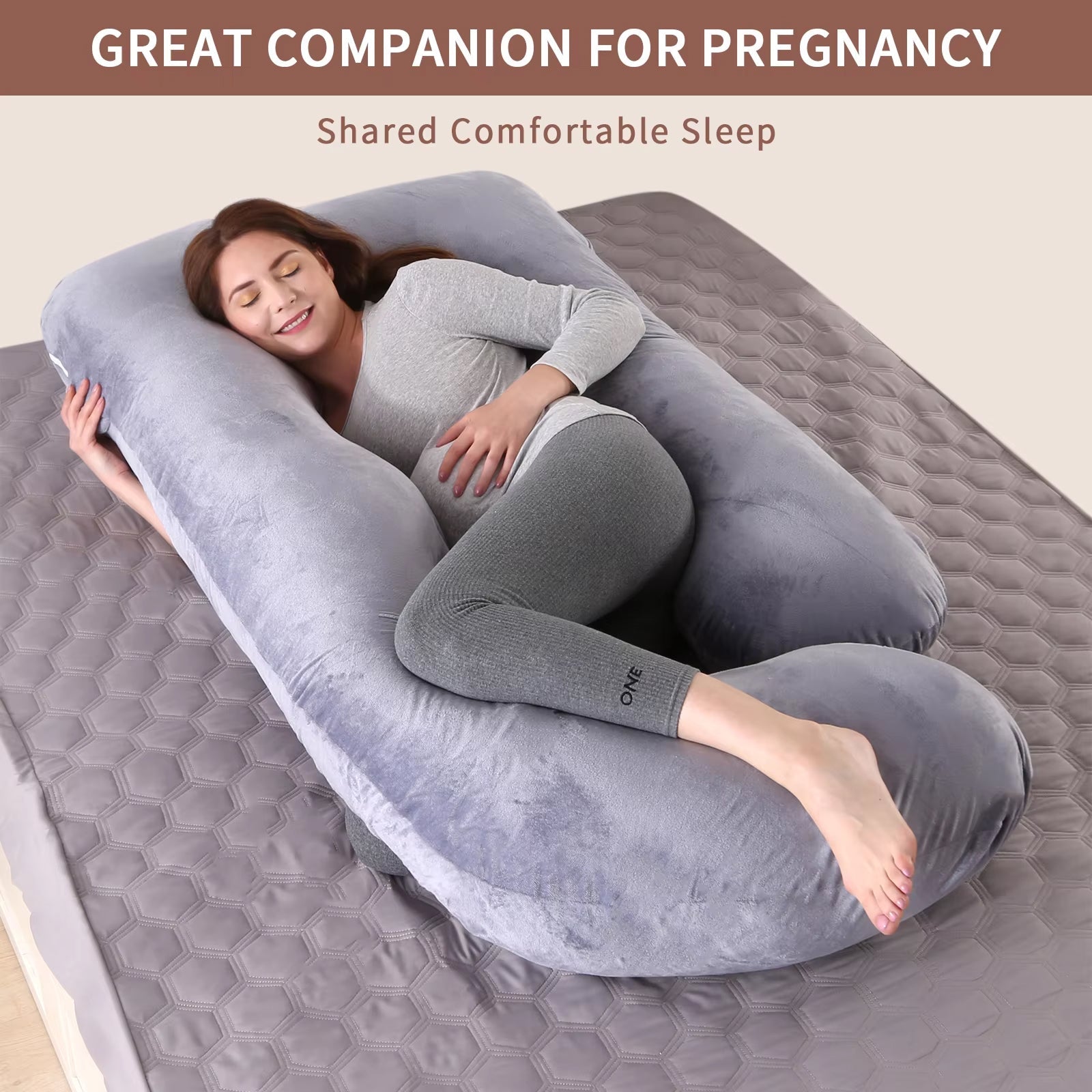 NestLula Full-Body U-Shaped Pregnancy Pillow with Dual-Layer Washable Covers, Ergonomic Bump Support and Postpartum Nursing Versatility