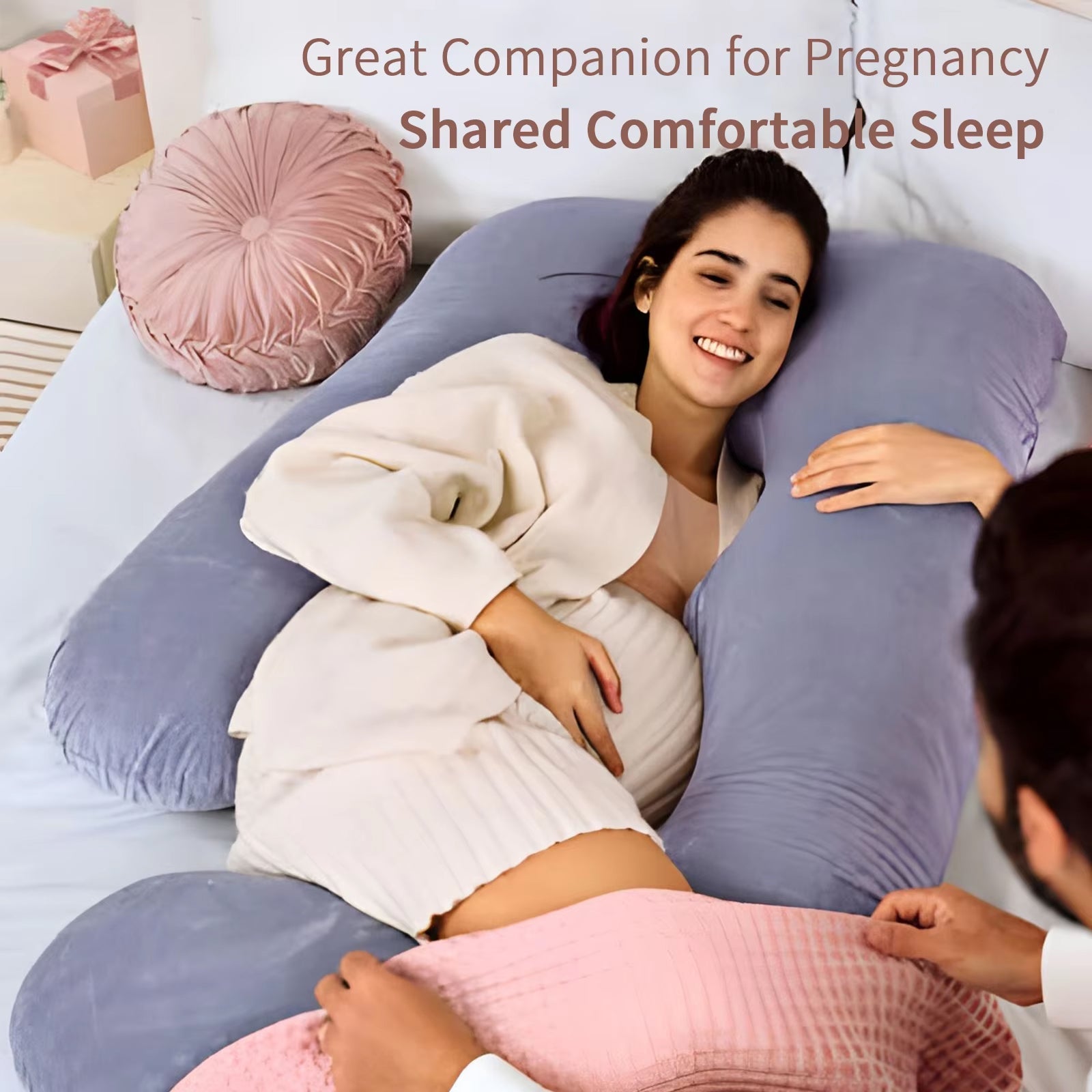 NestLula Full-Body U-Shaped Pregnancy Pillow with Dual-Layer Washable Covers, Ergonomic Bump Support and Postpartum Nursing Versatility