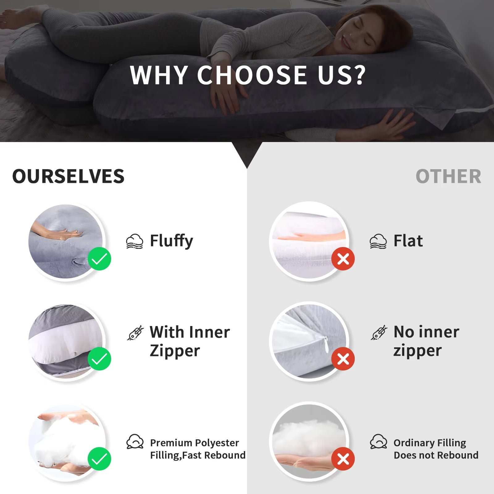 NestLula Full-Body U-Shaped Pregnancy Pillow with Dual-Layer Washable Covers, Ergonomic Bump Support and Postpartum Nursing Versatility
