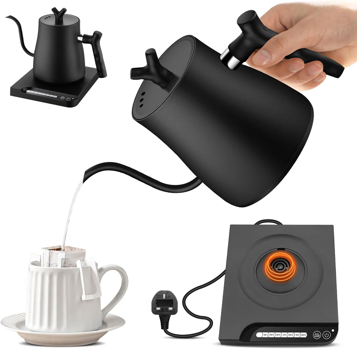 NisFlume Electric Gooseneck Kettle with Temperature Control