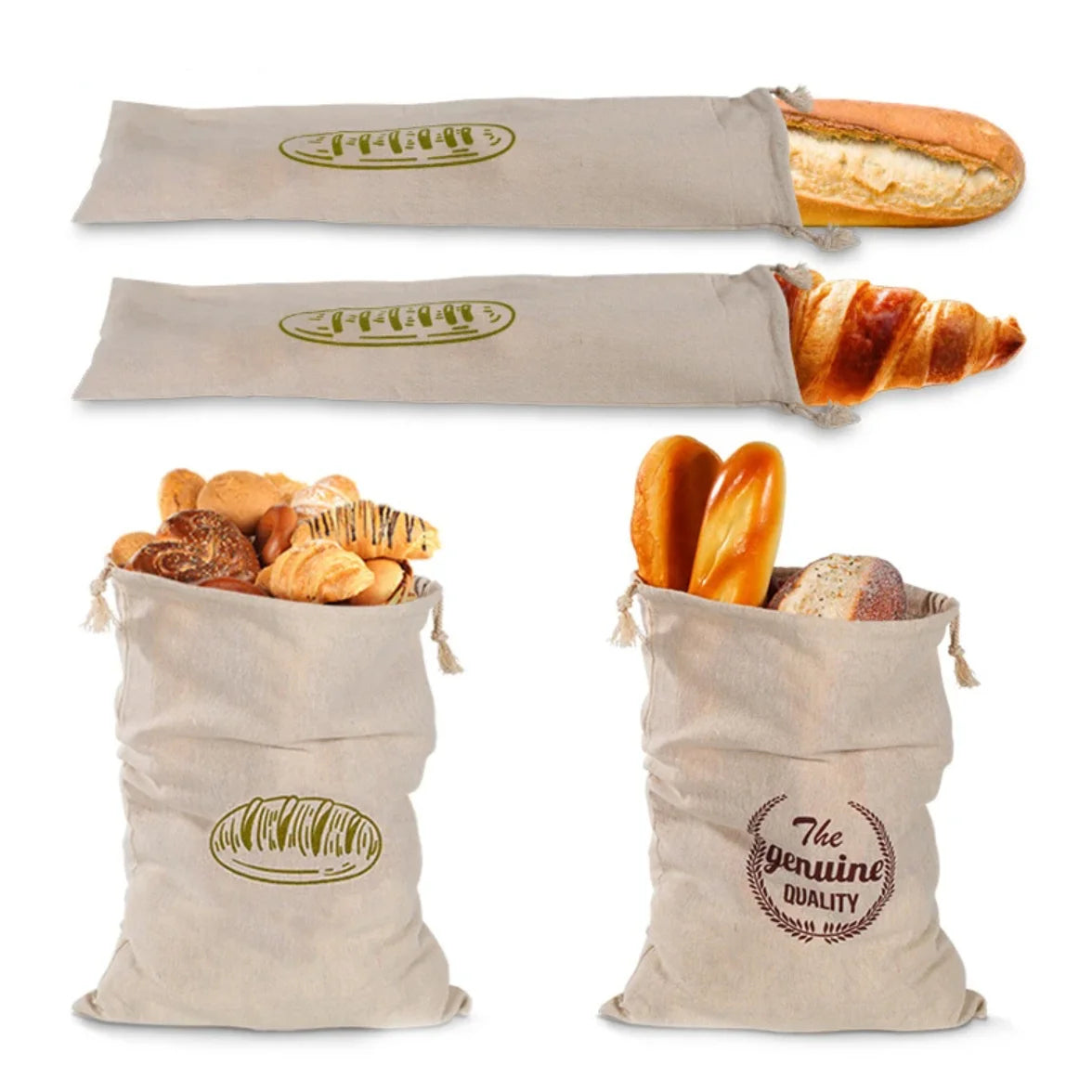 NixEsvi Linen Bread Bag 16x12 Inch 100% Natural Flax Reusable Sourdough Holder