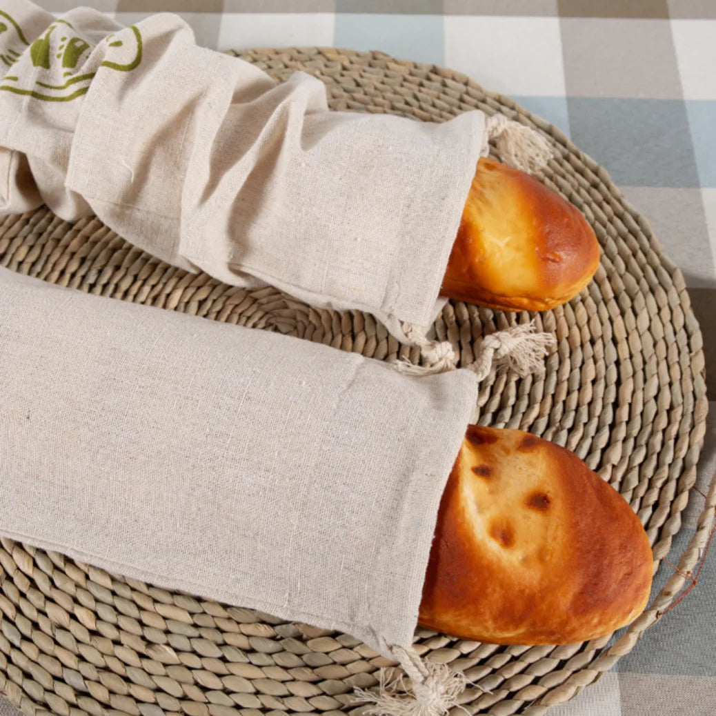 NixEsvi Linen Bread Bag 16x12 Inch 100% Natural Flax Reusable Sourdough Holder