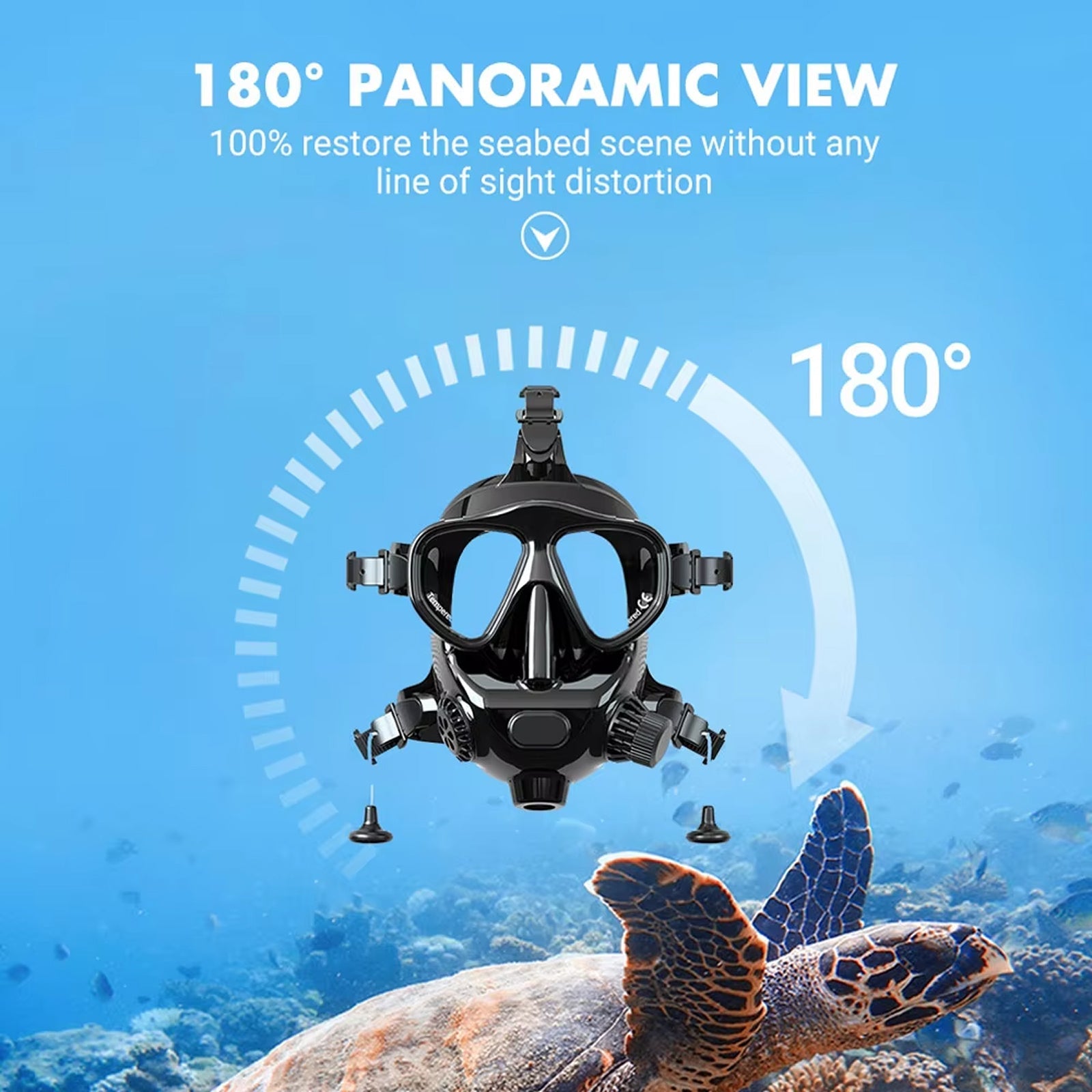 NociAqua Professional Full Face Diving Mask 150ft Depth Rated 180° Panoramic View