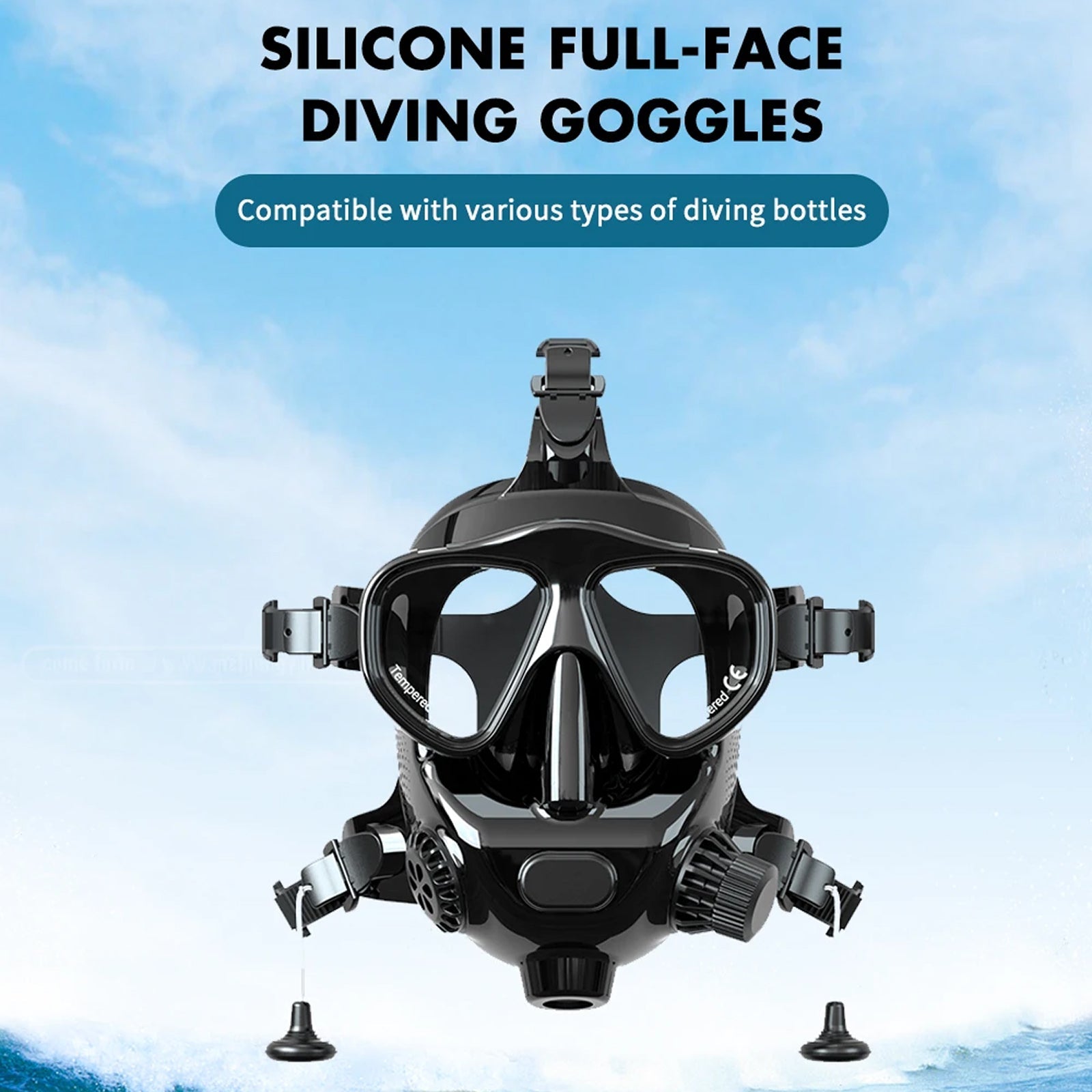 NociAqua Professional Full Face Diving Mask 150ft Depth Rated 180° Panoramic View