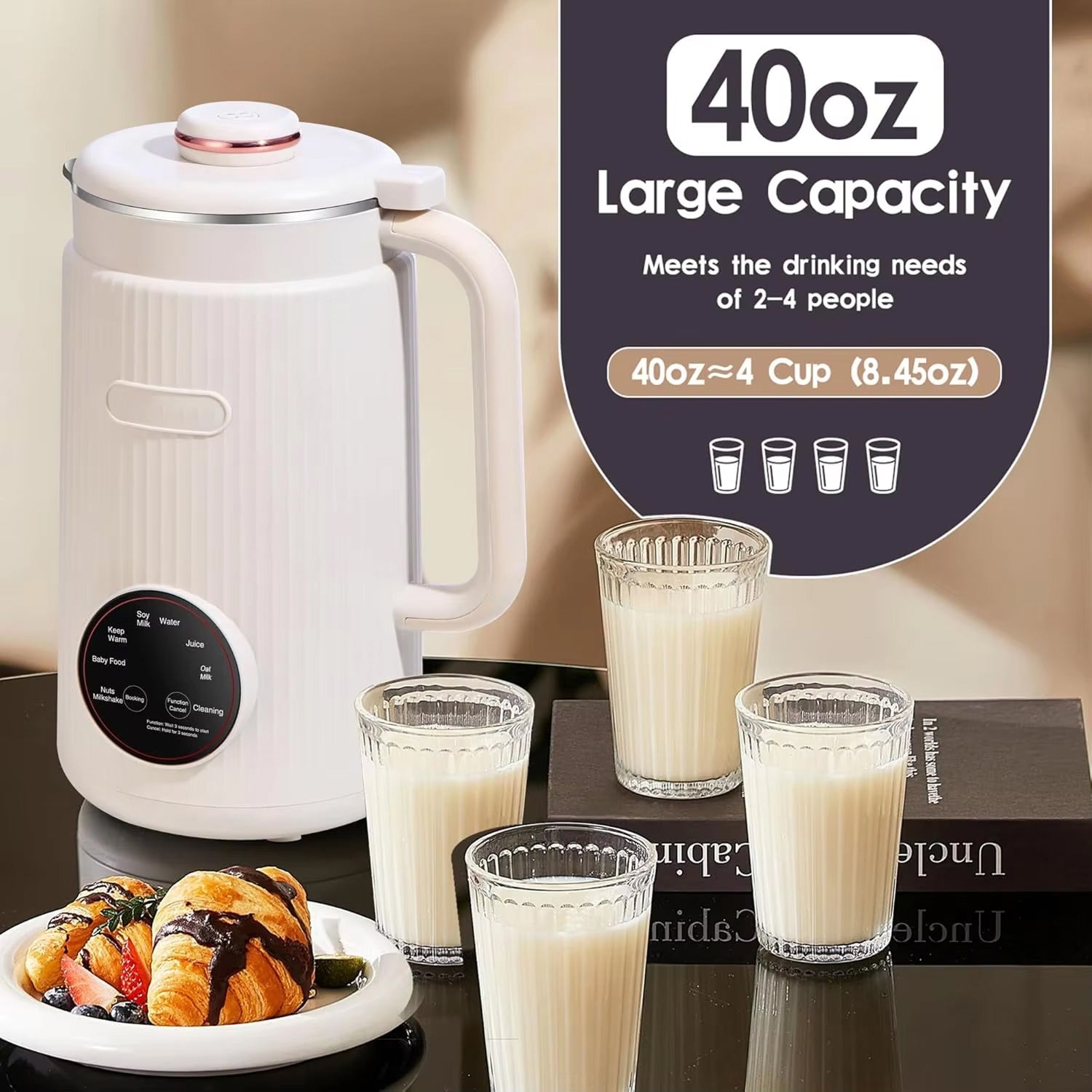 NomiPrex 8-in-1 Automatic Plant-Based Milk Maker with 12-Blade CypherCore System, 40oz Family Capacity and 18-Hour Delay Timer