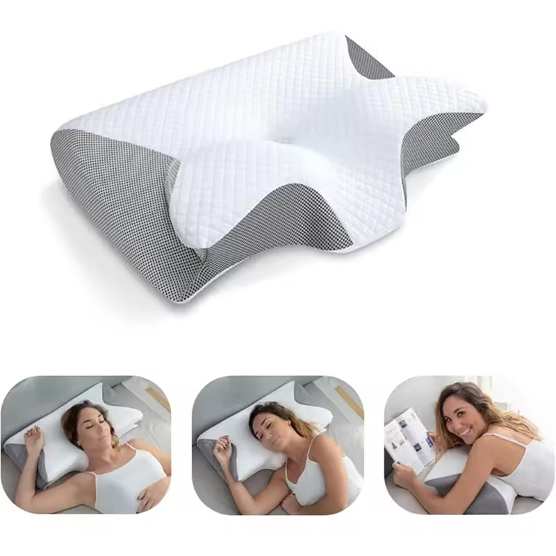 Omxlura Orthopedic Pillow for Neck Pain 5-Zone Memory Foam Contour with Arm Support