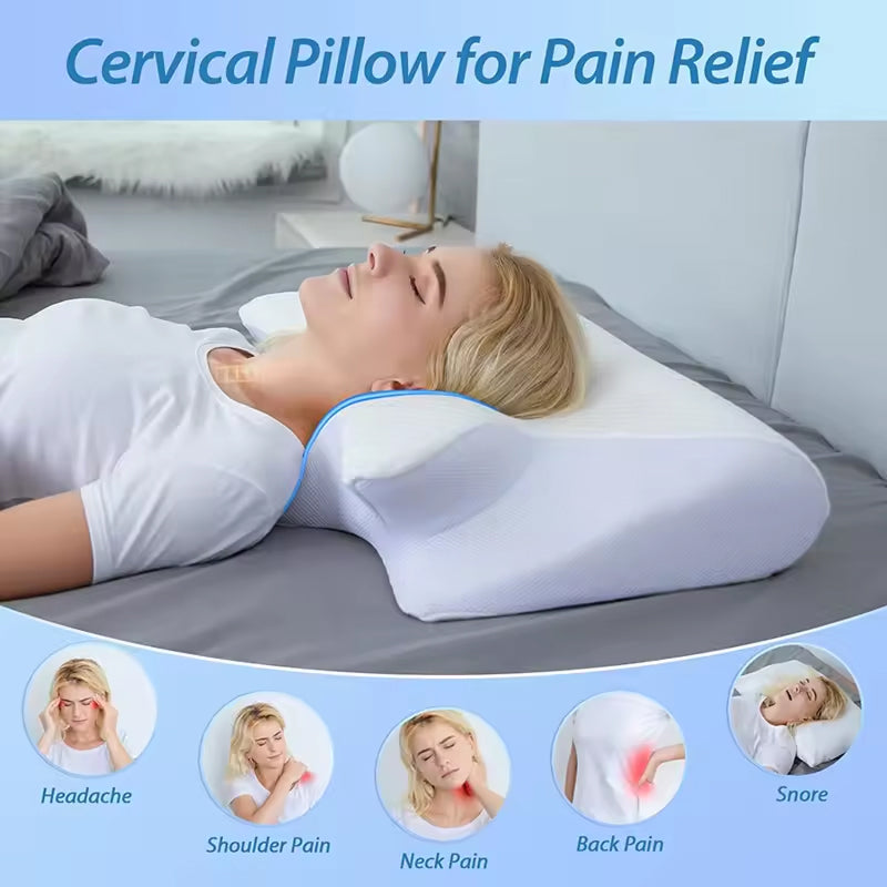 Omxlura Orthopedic Pillow for Neck Pain 5-Zone Memory Foam Contour with Arm Support