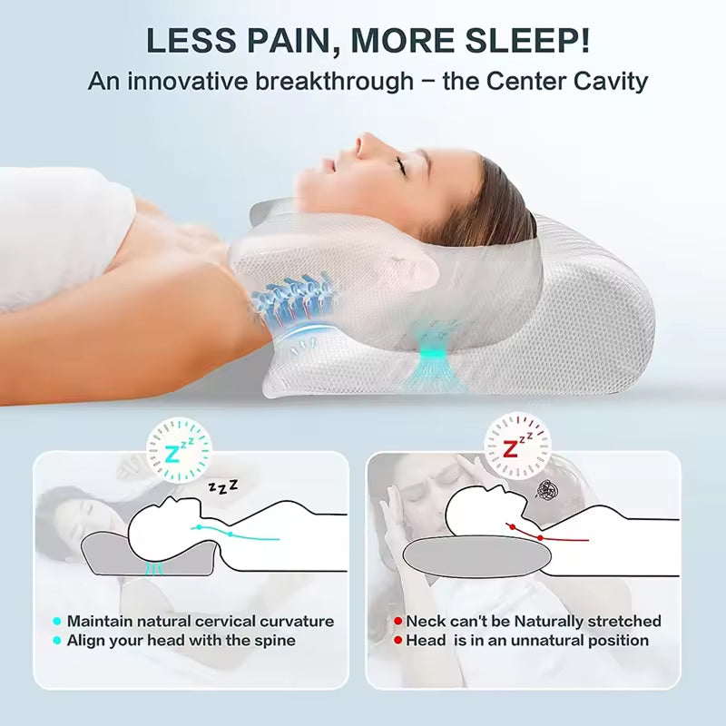 Omxlura Orthopedic Pillow for Neck Pain 5-Zone Memory Foam Contour with Arm Support
