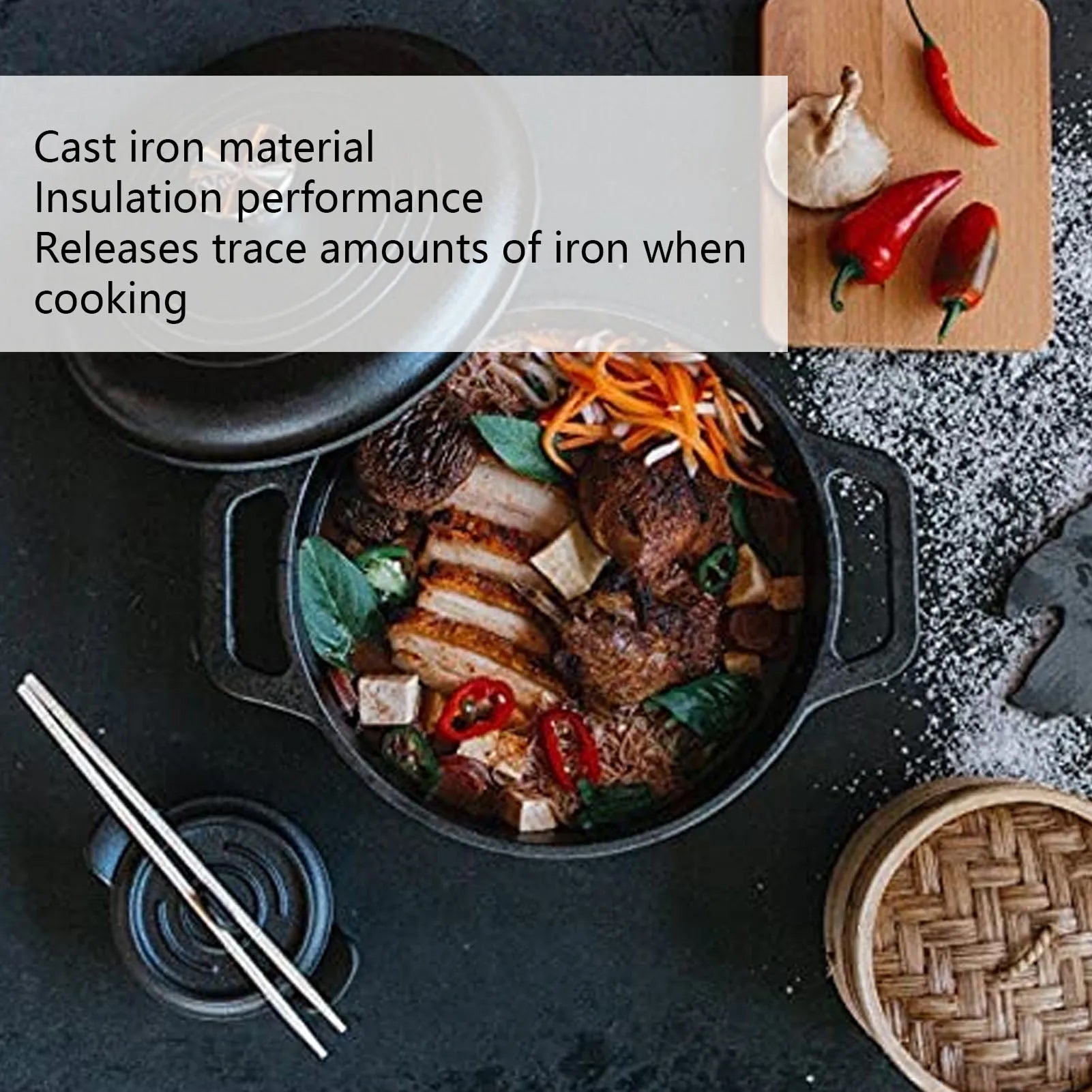 OviLuxin Mini Dutch Oven 10.8oz Cast Iron Individual Cocotte with Tight-Lid and Induction Base