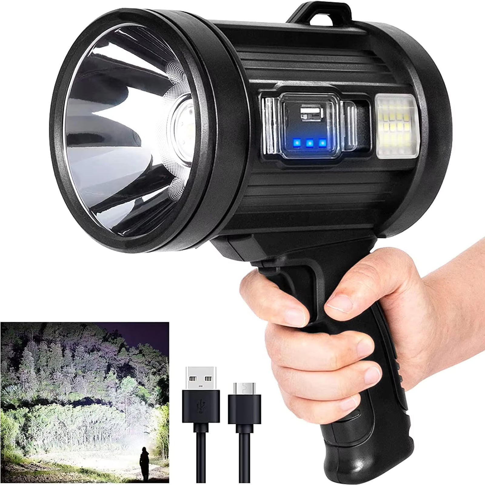 PexuLitex LED Spotlight 1,000,000 Lumens 2000m Beam Solar Rechargeable 9600mAh Power Bank