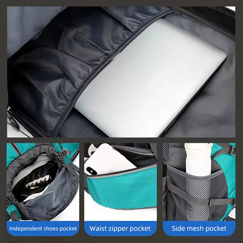 PionNomad 50L Hiking Backpack with Shoe Compartment Waterproof Nylon 15.6" Laptop Bag