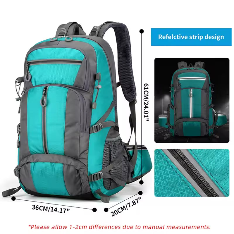 PionNomad 50L Hiking Backpack with Shoe Compartment Waterproof Nylon 15.6" Laptop Bag