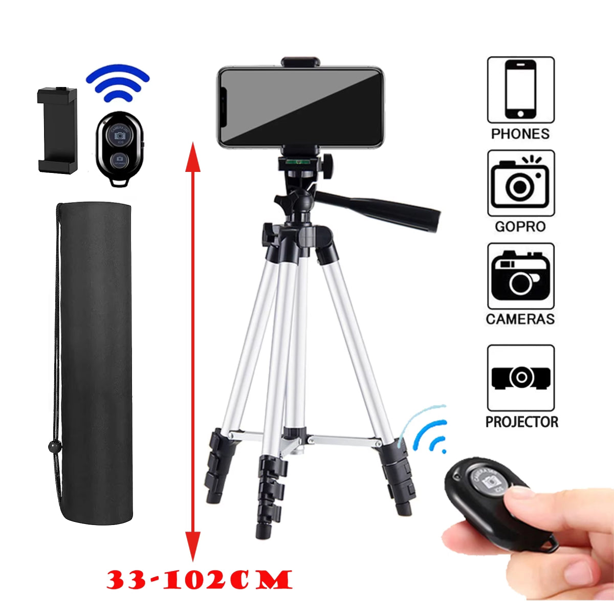 PivotVesa Professional Aluminum Phone Tripod with Bluetooth Remote, Universal Compatibility and 360° Versatile Mounting