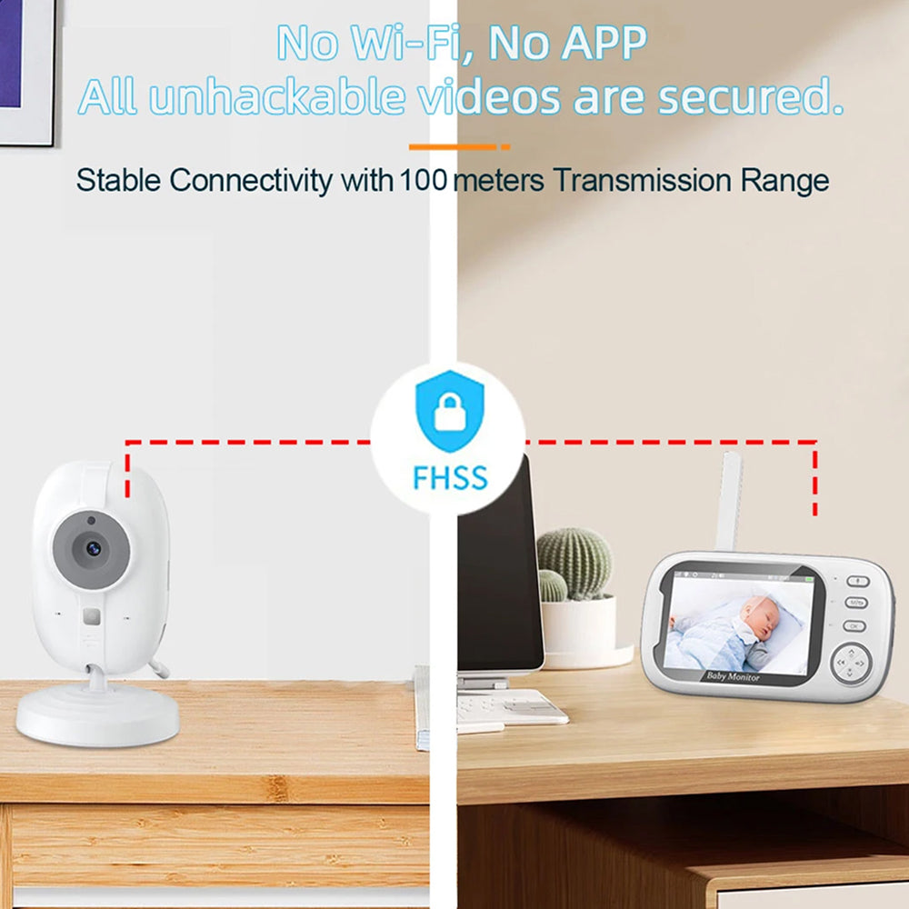 PoiseFin Hack-Proof Baby Monitor with Night Vision & Temperature Alert