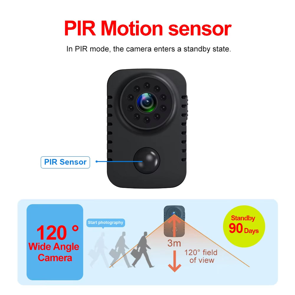 ProvixCam 1080P HD Professional Body Camera with 90-Day PIR Standby, Automatic Night Vision and 360° Rotating Mount