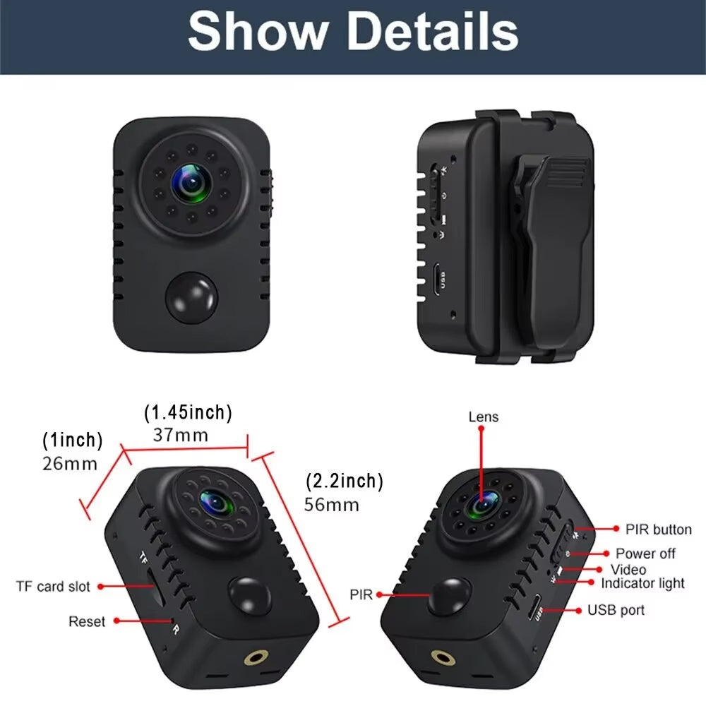 ProvixCam 1080P HD Professional Body Camera with 90-Day PIR Standby, Automatic Night Vision and 360° Rotating Mount