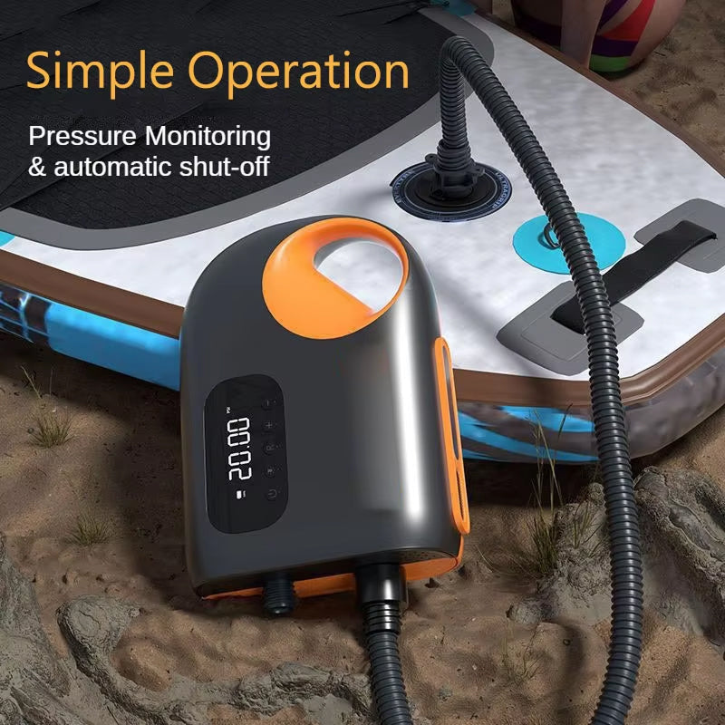 PumiPox High-Pressure Electric SUP Pump 20PSI with 400L/min Airflow, Digital Display and 6 Universal Nozzles