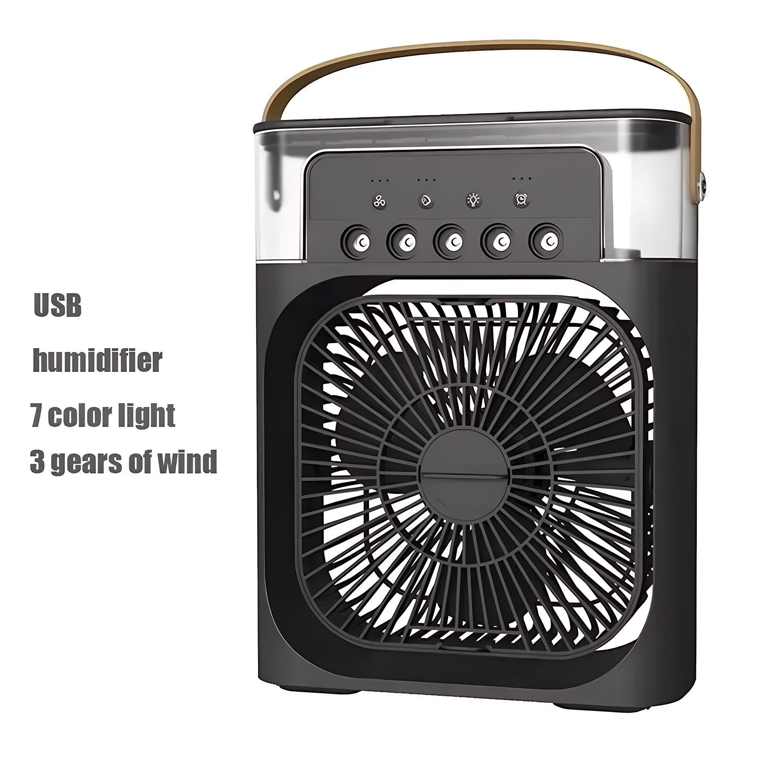 PuriXaco Portable Air Conditioner 600ml 3-in-1 Evaporative Cooler 3-Speed Mist Fan 7-Color LED