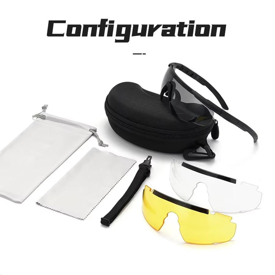 RangeVizi Tactical Shooting Glasses with 2.4mm Explosion-Proof Interchangeable Lenses and UV400 TR90 Frame