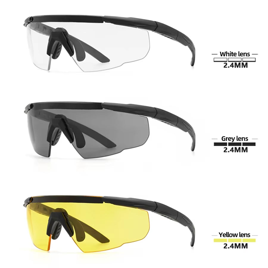 RangeVizi Tactical Shooting Glasses with 2.4mm Explosion-Proof Interchangeable Lenses and UV400 TR90 Frame