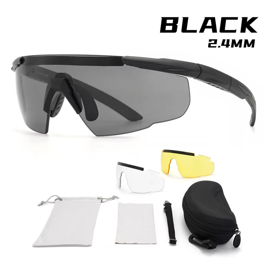 RangeVizi Tactical Shooting Glasses with 2.4mm Explosion-Proof Interchangeable Lenses and UV400 TR90 Frame