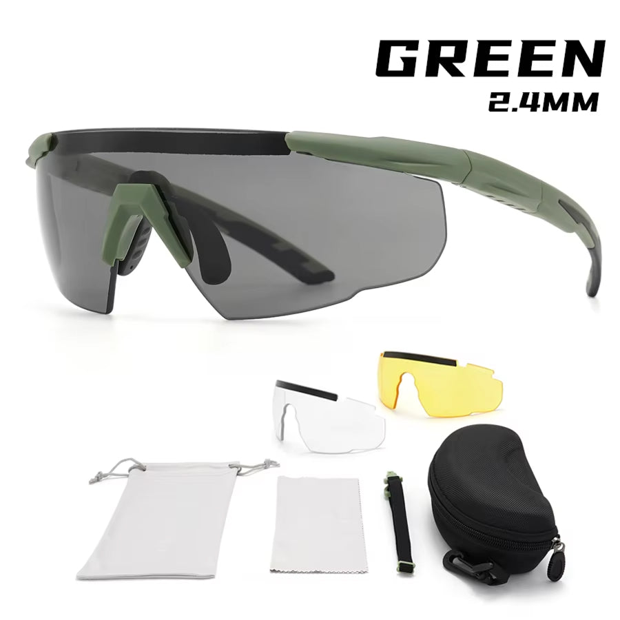 RangeVizi Tactical Shooting Glasses with 2.4mm Explosion-Proof Interchangeable Lenses and UV400 TR90 Frame