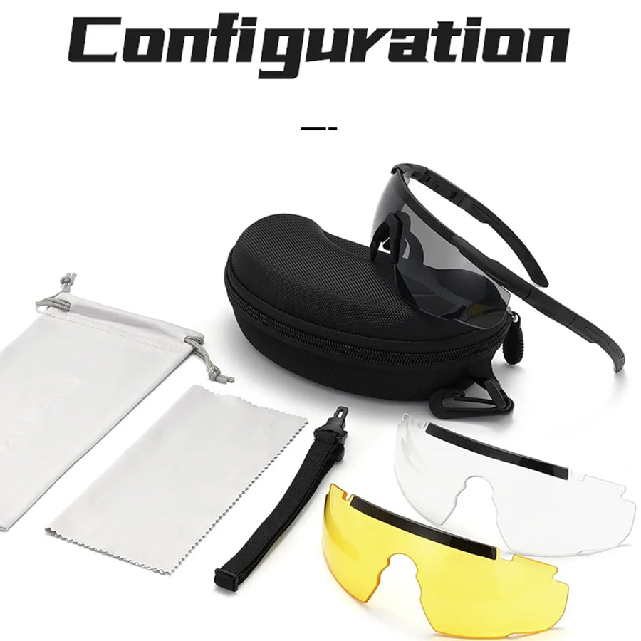 RangeVizi Tactical Shooting Glasses with 2.4mm Explosion-Proof Interchangeable Lenses and UV400 TR90 Frame