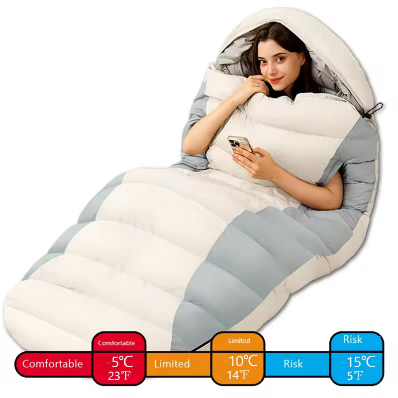 RestFosi Duck Down Sleeping Bag Extra-Wide 225x95cm Egg-Shaped Camping & Home