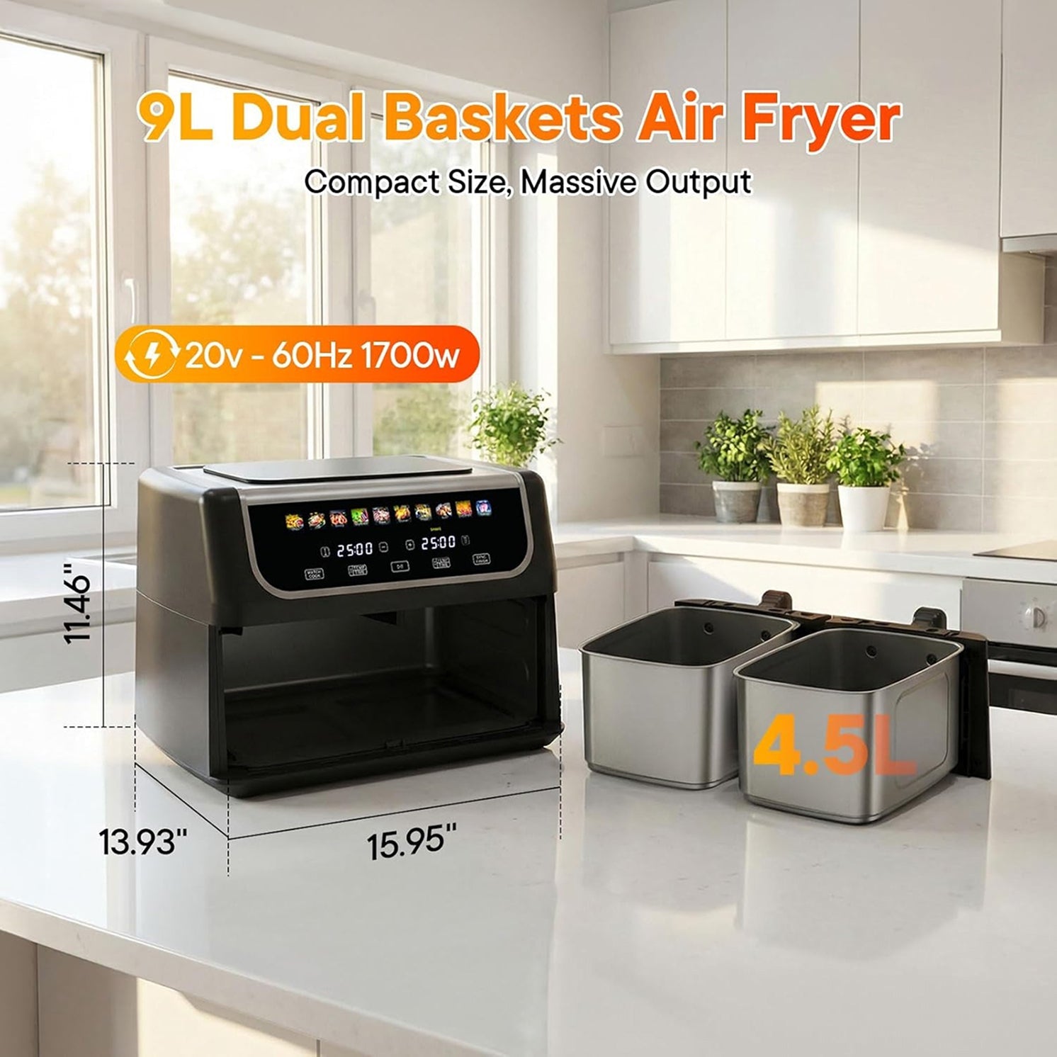 RoastyAir Dual Basket Air Fryer for Healthy Cooking