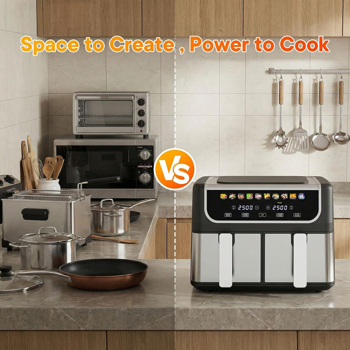 RoastyAir Dual Basket Air Fryer for Healthy Cooking