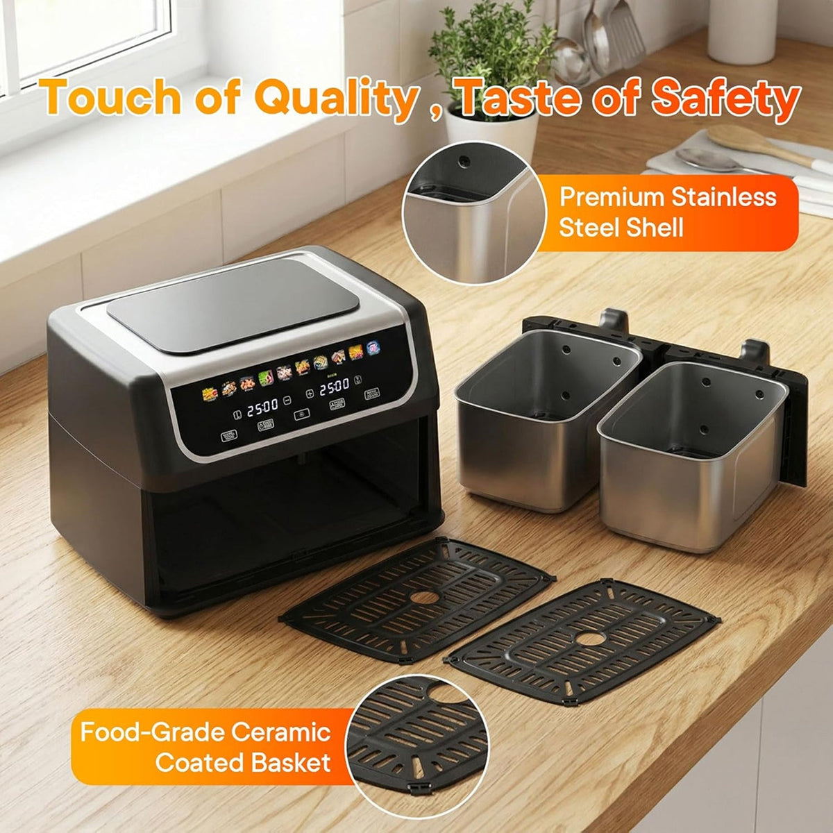 RoastyAir Dual Basket Air Fryer for Healthy Cooking