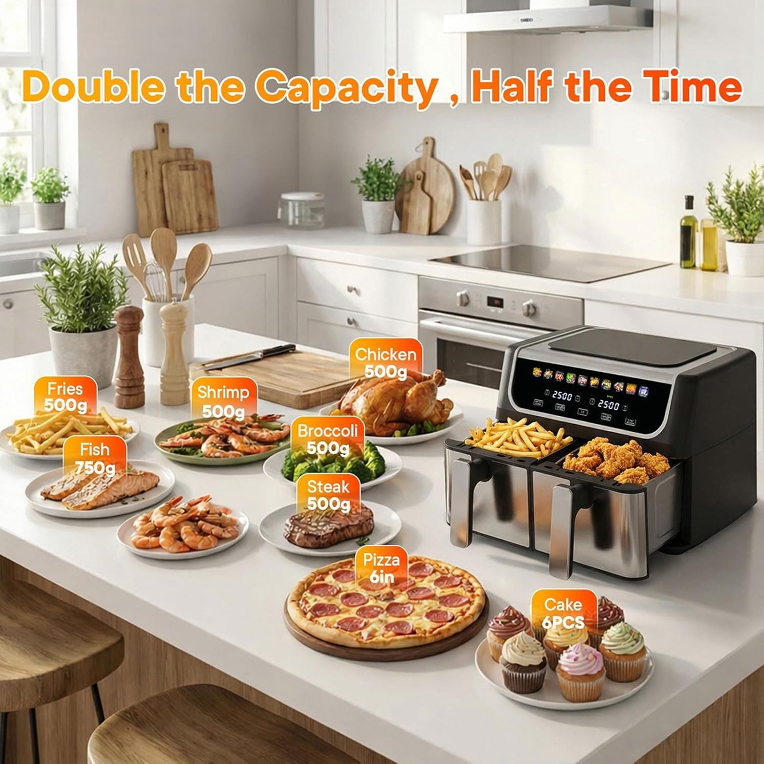 RoastyAir Dual Basket Air Fryer for Healthy Cooking