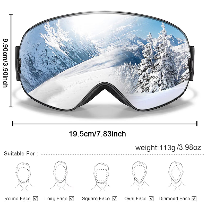 RosGlaco Frameless Oversized Ski Goggles - UV400 Anti-Fog