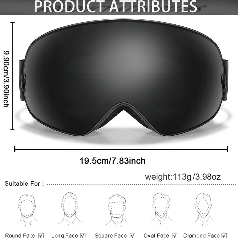 RosGlaco Frameless Oversized Ski Goggles - UV400 Anti-Fog