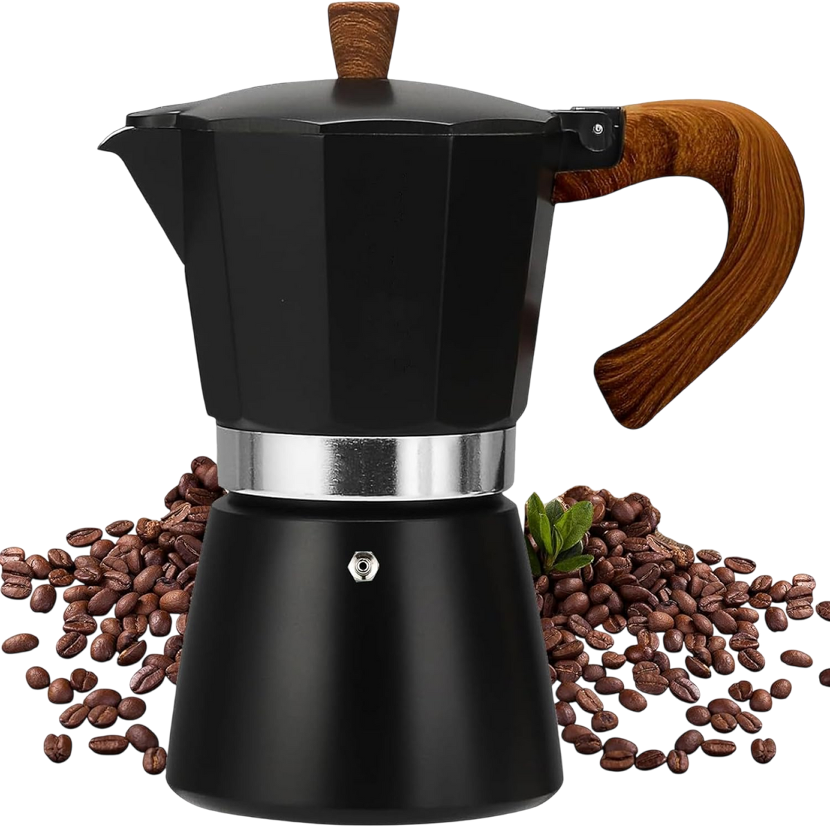 RostCafi Percolator Coffee Maker with Vintage Wooden Handle