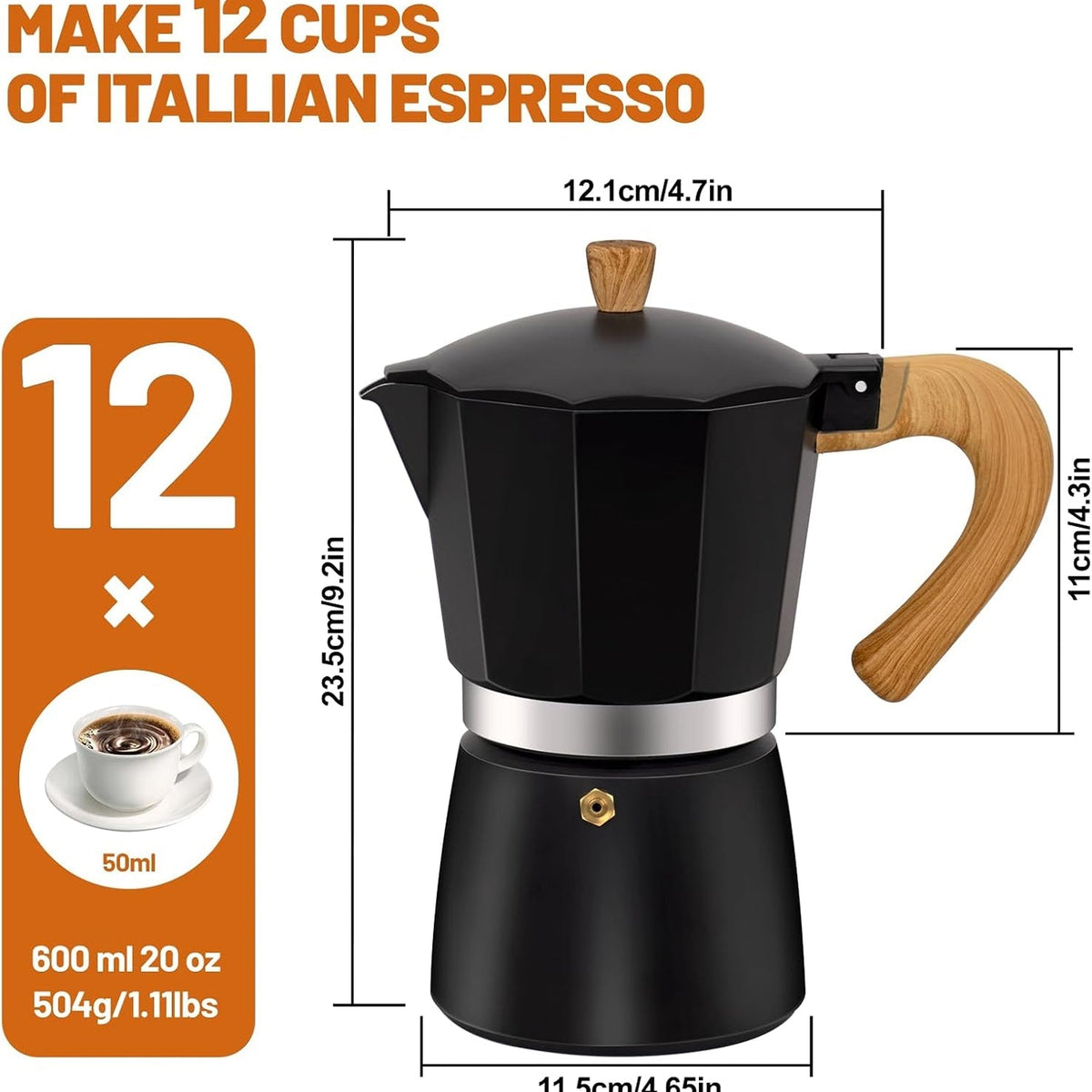RostCafi Percolator Coffee Maker with Vintage Wooden Handle