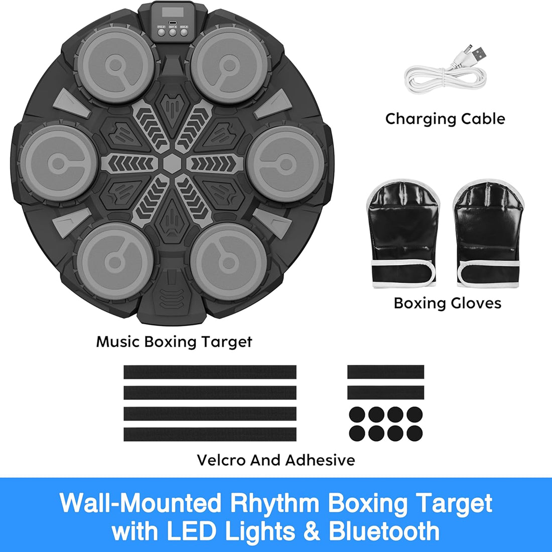 RythBoxi Smart Music Boxing Machine with RGB Rhythm Lights, Bluetooth Speakers, 3 Speed Modes and Wall-Mount Design