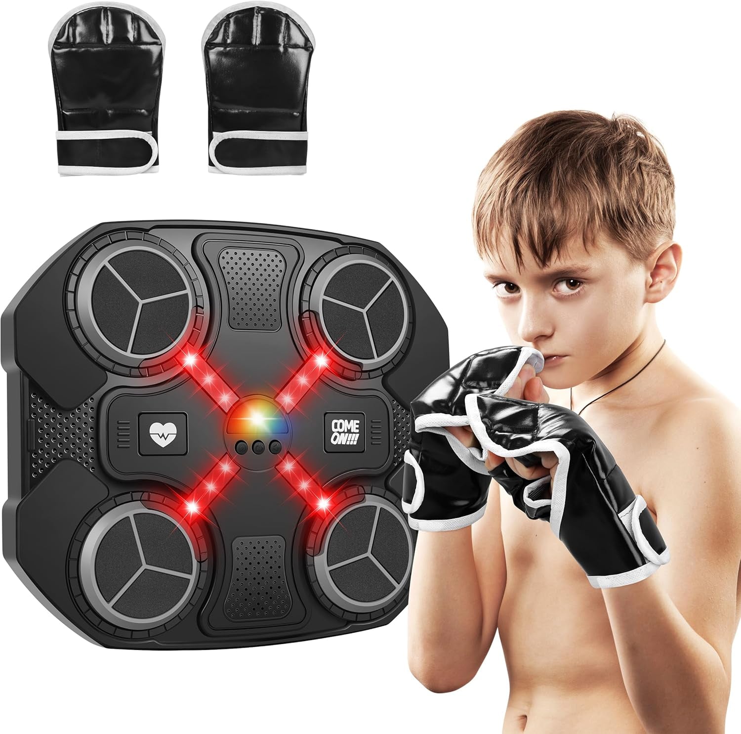 RythBoxi Smart Music Boxing Machine with RGB Rhythm Lights, Bluetooth Speakers, 3 Speed Modes and Wall-Mount Design