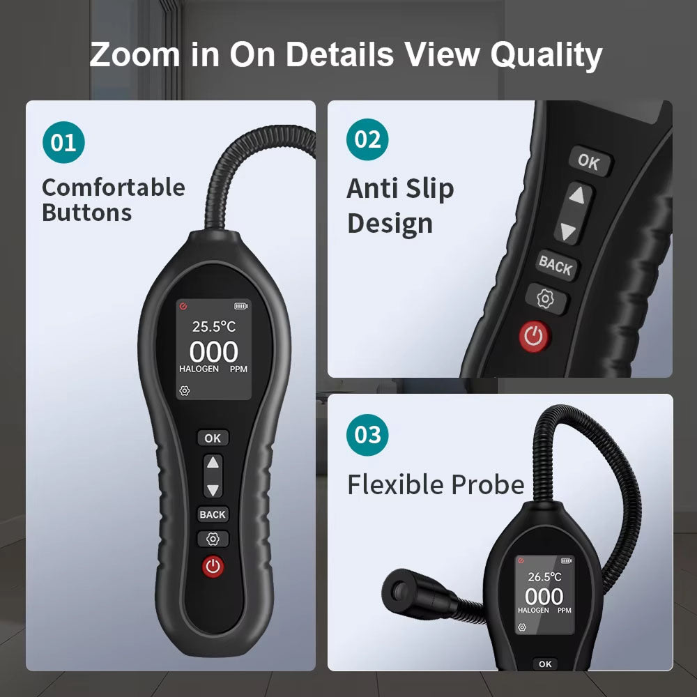SafeNoil Refrigerant Leak Detector - 1 PPM Ultra-Precise HVAC Leak Detector with 250mm Flexible Probe