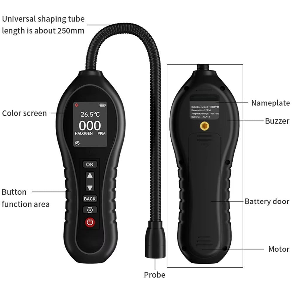 SafeNoil Refrigerant Leak Detector - 1 PPM Ultra-Precise HVAC Leak Detector with 250mm Flexible Probe