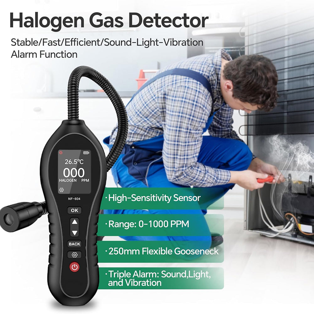 SafeNoil Refrigerant Leak Detector - 1 PPM Ultra-Precise HVAC Leak Detector with 250mm Flexible Probe