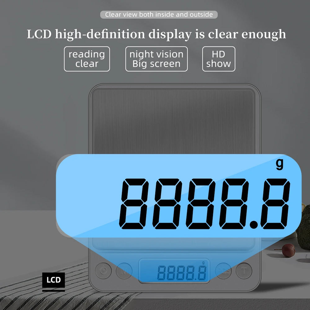 Scalevyx Digital Kitchen Scale 0.1g Laboratory-Grade Precision 3000g Capacity with 6 Unit Modes and Stainless Steel Platform