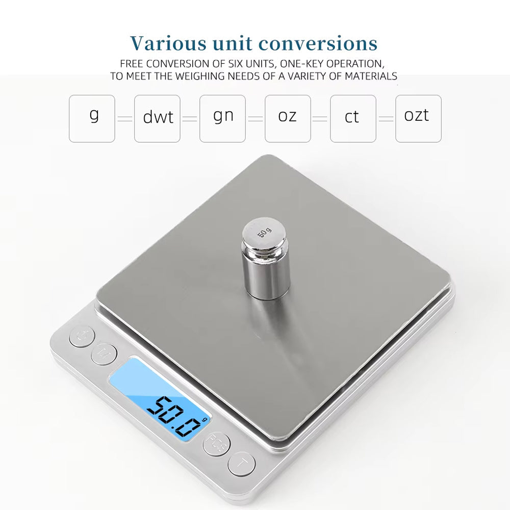 Scalevyx Digital Kitchen Scale 0.1g Laboratory-Grade Precision 3000g Capacity with 6 Unit Modes and Stainless Steel Platform
