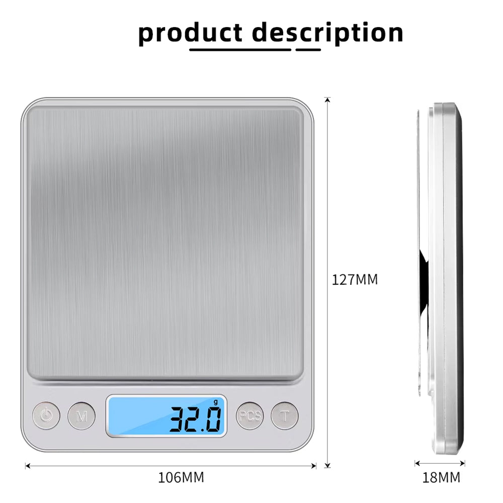 Scalevyx Digital Kitchen Scale 0.1g Laboratory-Grade Precision 3000g Capacity with 6 Unit Modes and Stainless Steel Platform