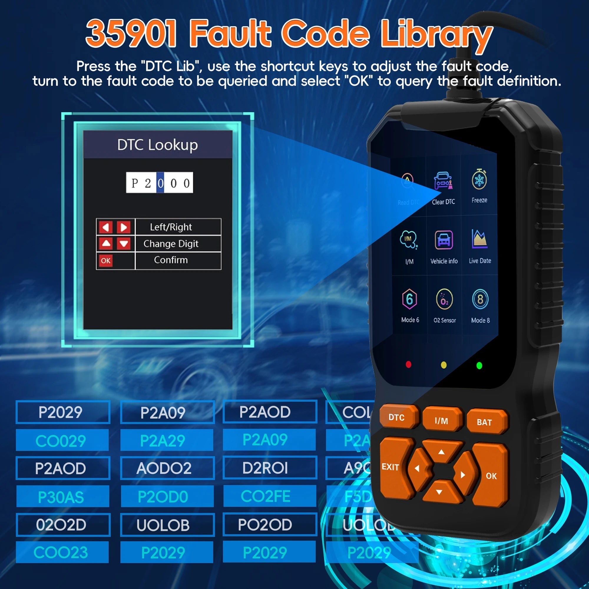 ScanMinix OBD2 Scanner for Engine Fault Codes and Battery Testing