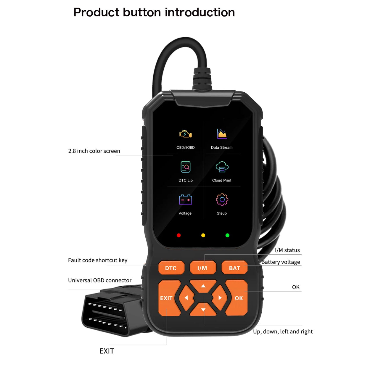 ScanMinix OBD2 Scanner for Engine Fault Codes and Battery Testing