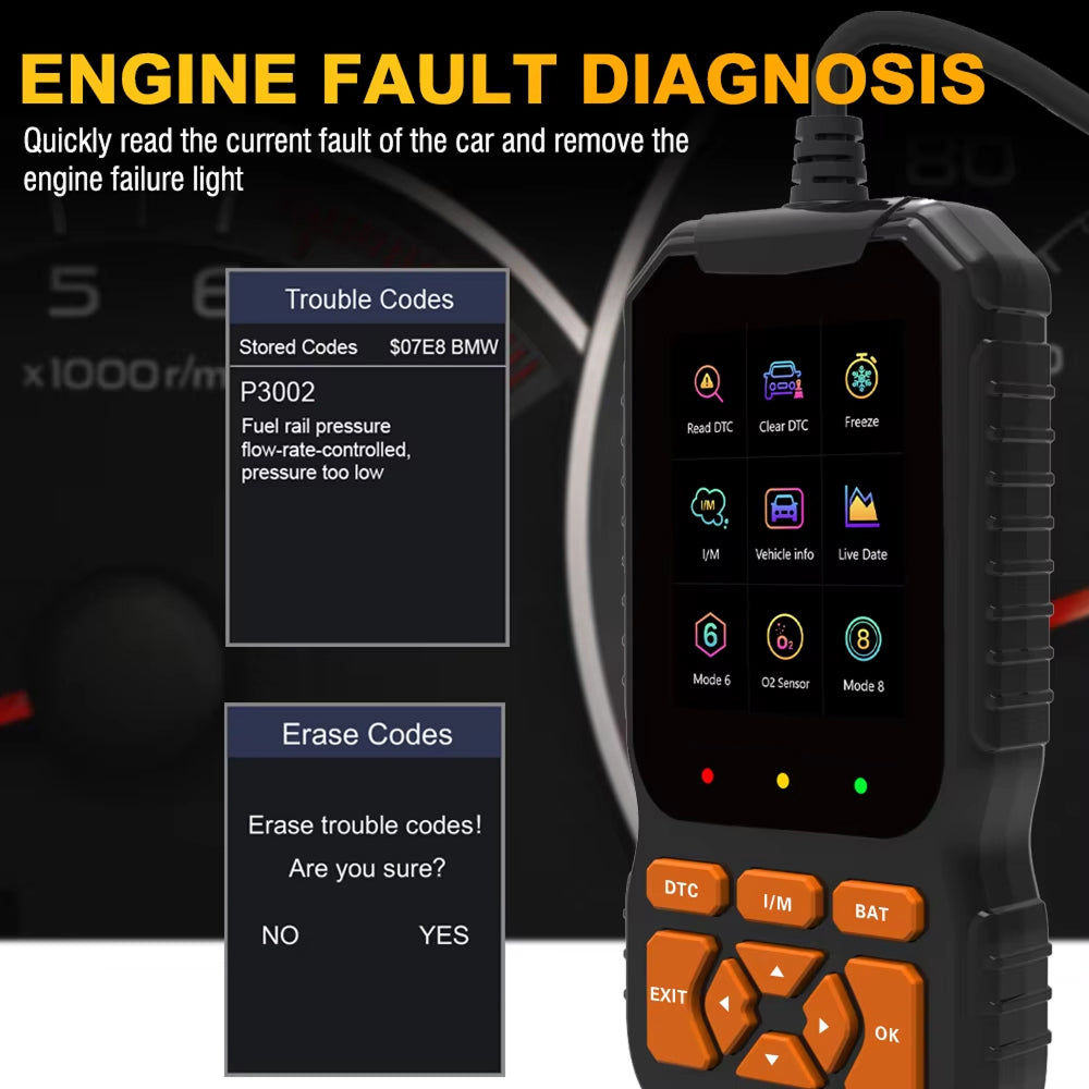 ScanMinix OBD2 Scanner for Engine Fault Codes and Battery Testing