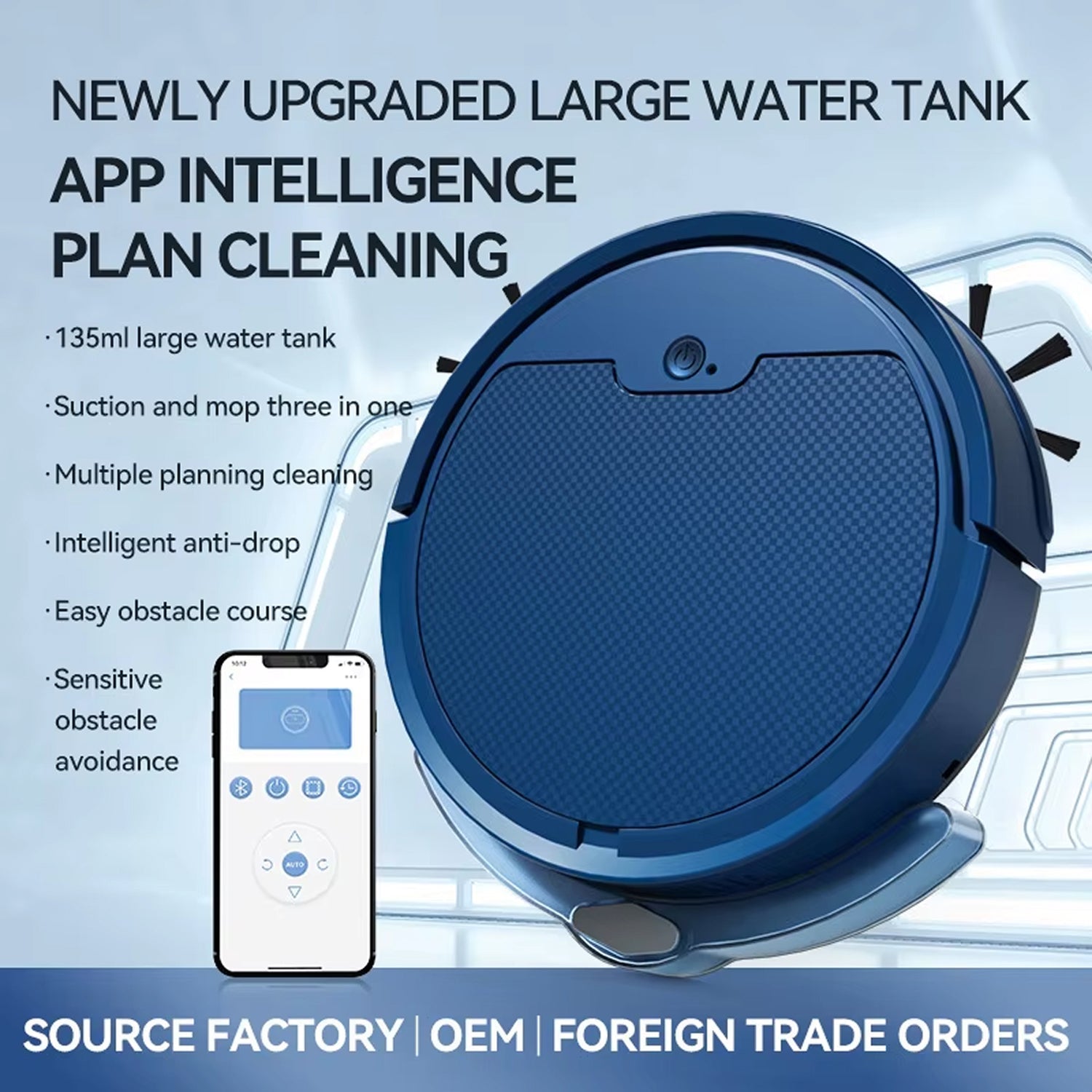 ScrubBoto 3-in-1 Smart Robot Vacuum and Mop with 2000Pa Suction, 6.8cm Ultra-Slim Profile and Bluetooth App Control